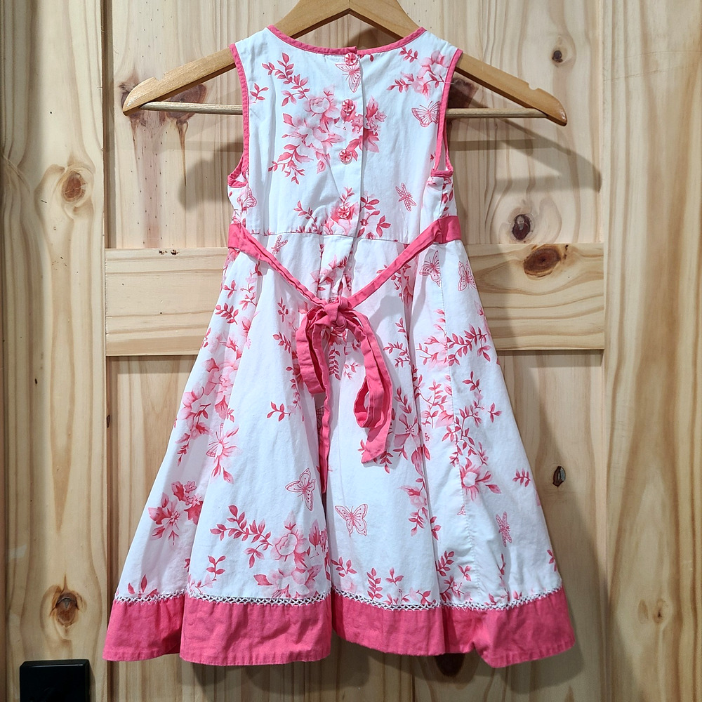 Polly & Friends Girls Pink White Floral Sequin Dress Tule Layered Skirt Size 5 - Picture 4 of 11